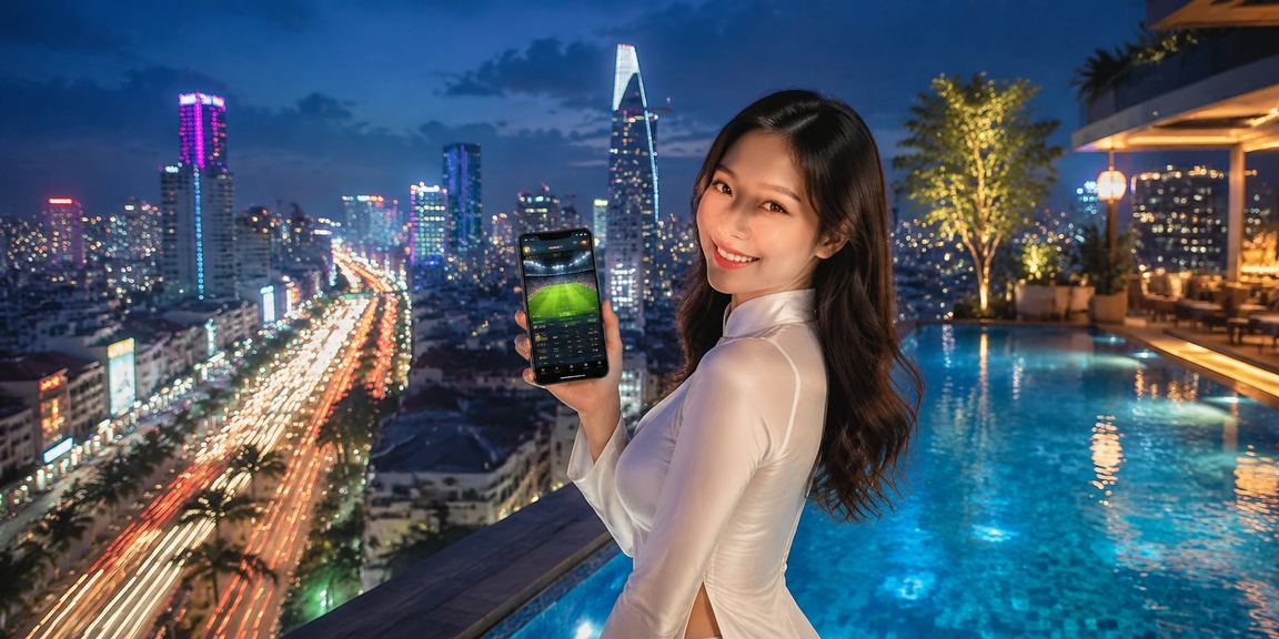 Người phụ nữ mặc áo dài truy cập ứng dụng cá cược thể thao tại Thành phố Hồ Chí Minh