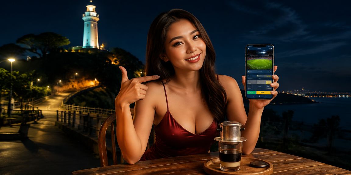 Người dùng theo dõi kèo cá cược thể thao tại quán cà phê Vũng Tàu trên điện thoại